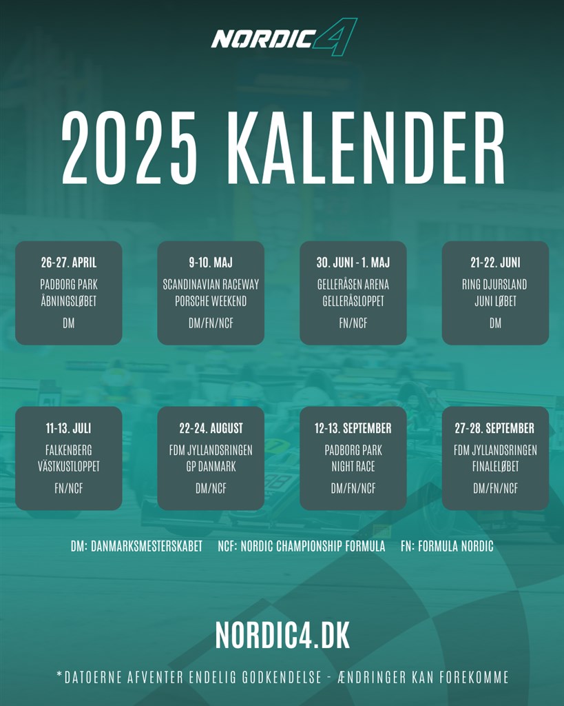 Drømme-løbskalender til Nordic 4-kørerne i 2025.
(Grafik: Nordic 4)
